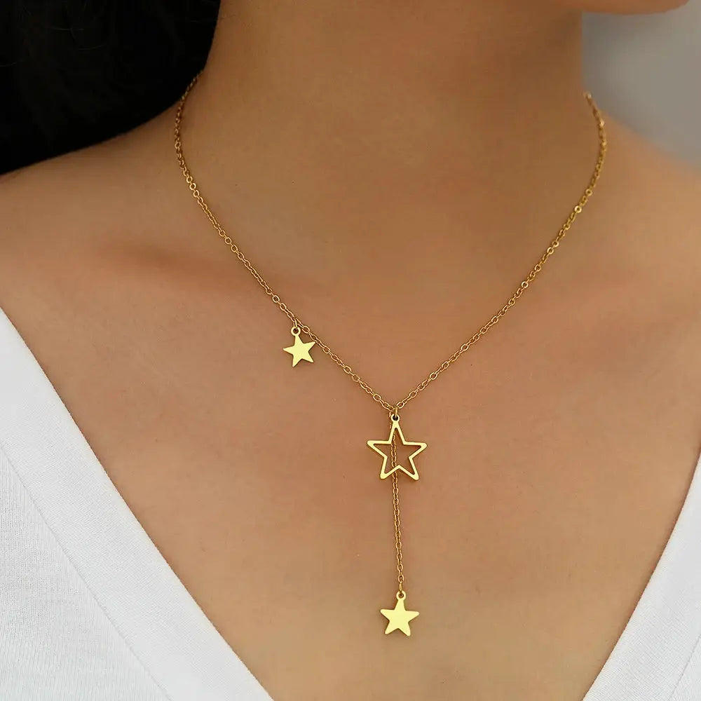 StellarLane Stainless Steel Star Tassel Necklace Everyday Wear Durable Jewelry For Women