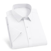 Simples Market white men's business casual shirt with collar, solid color
