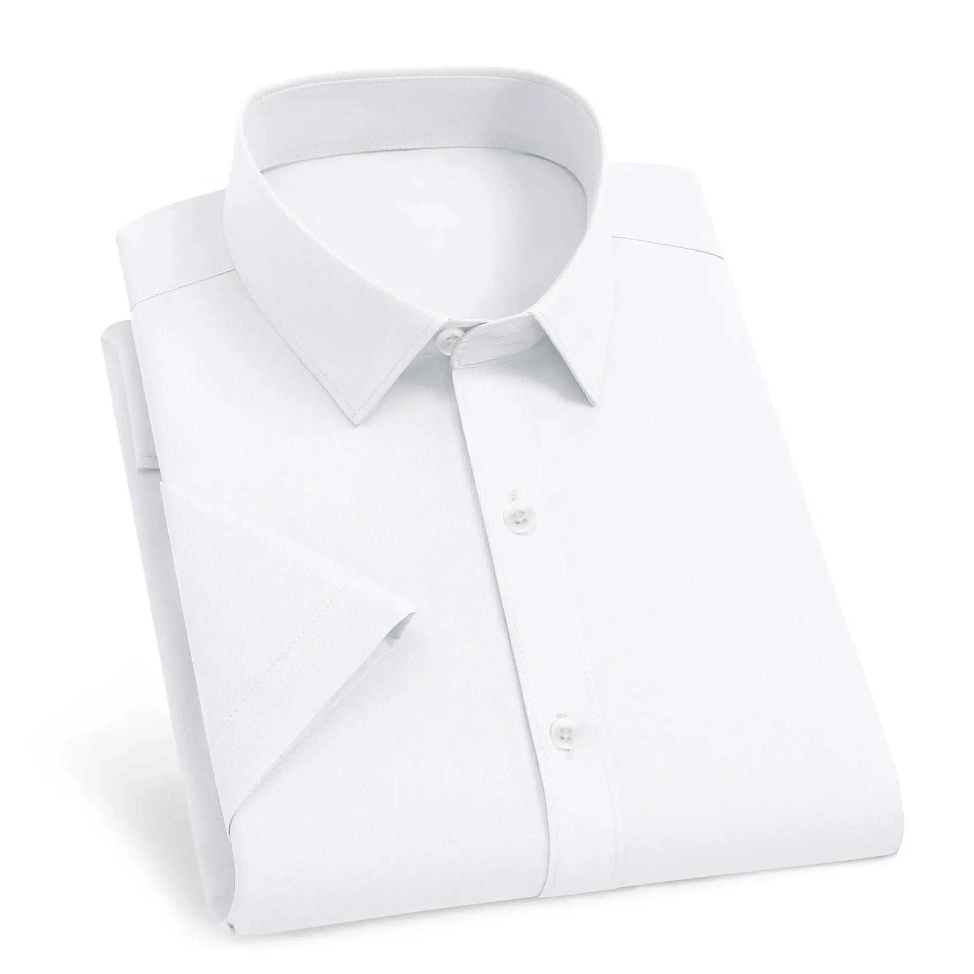 Simples Market white men's business casual shirt with collar, solid color