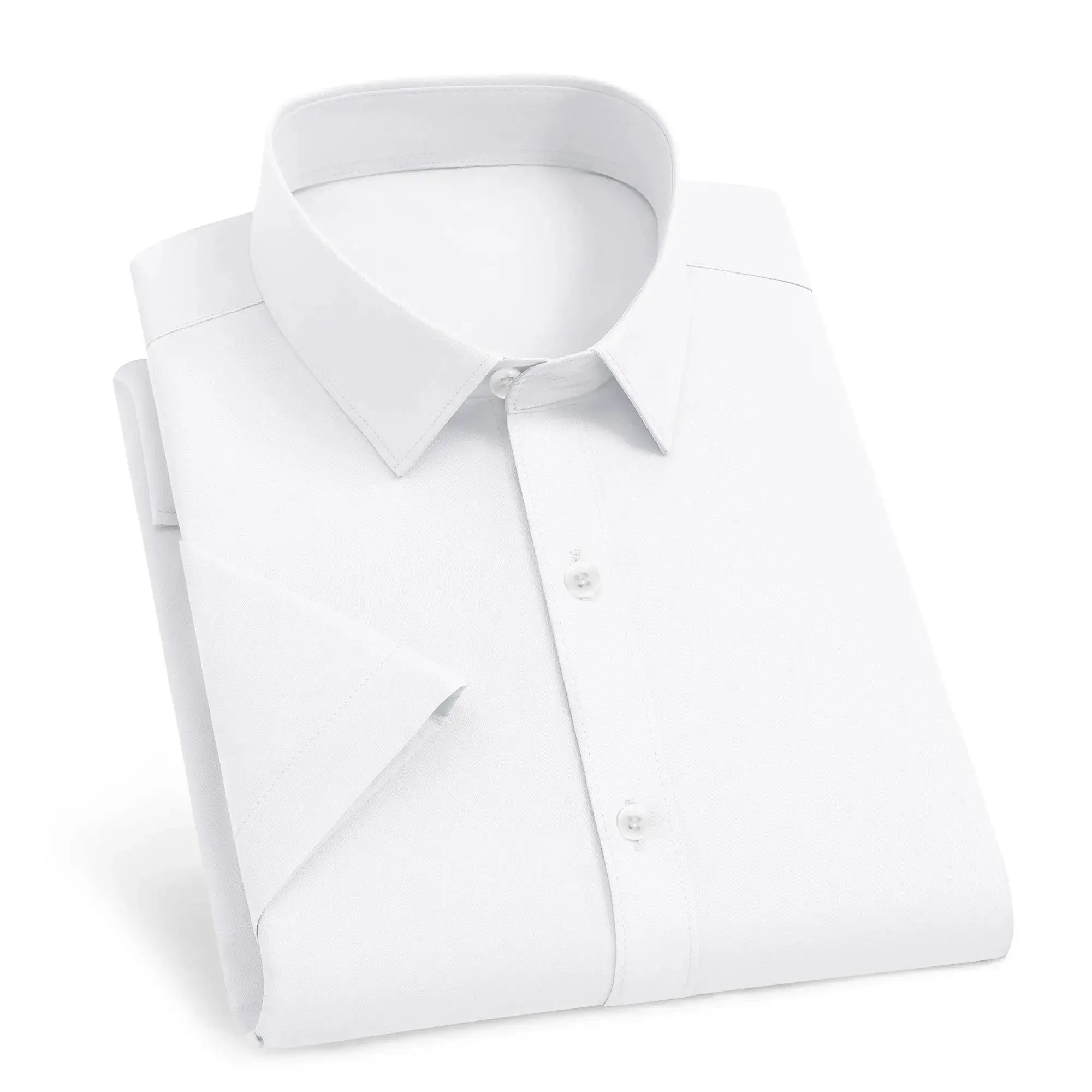 Simples Market white men's business casual shirt with collar, solid color