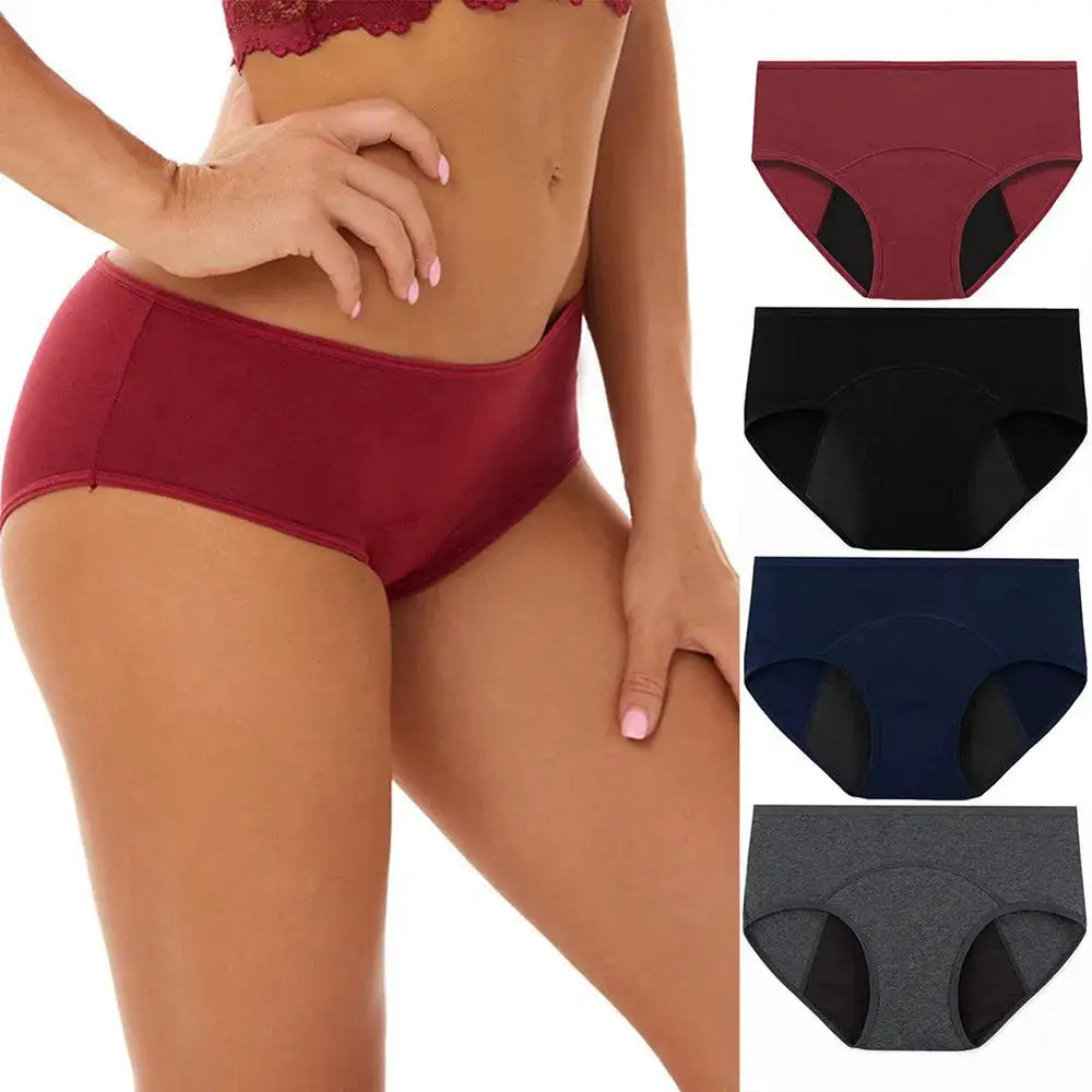 Menstrual panties for women, Simples Market low-rise breathable cotton briefs in burgundy and four other colors