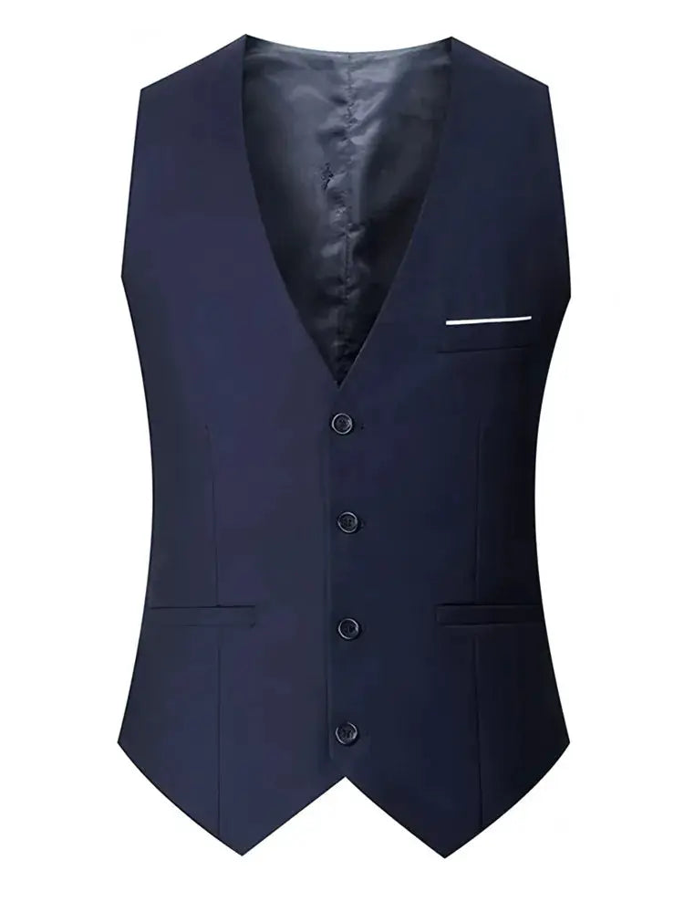 Simples Market navy men's suit vest waistcoat with satin lining for formal occasions