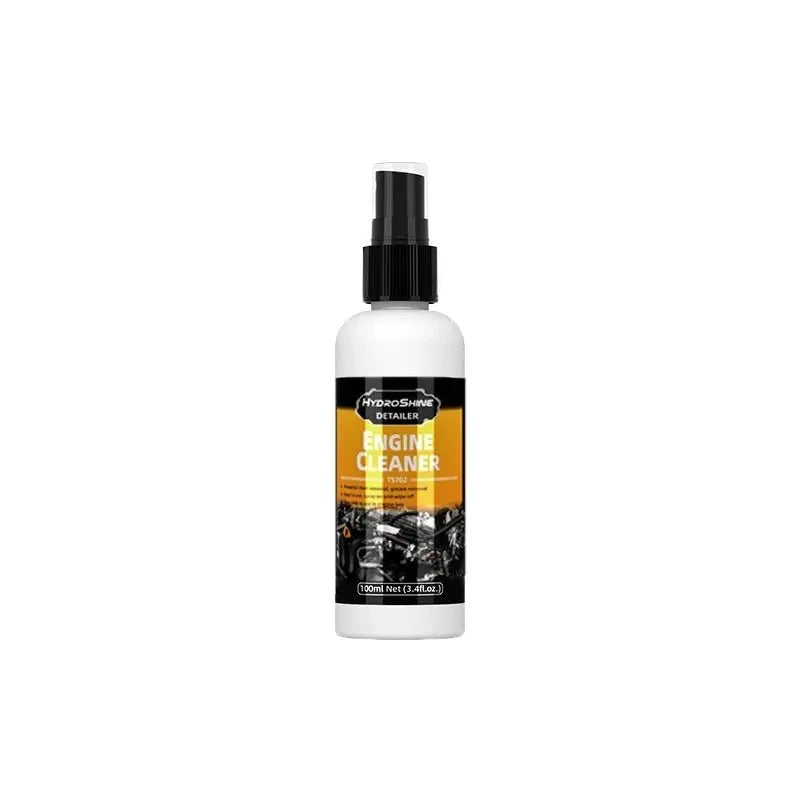 HydroShine Engine Cleaner spray bottle, white container with orange label, 100ml capacity