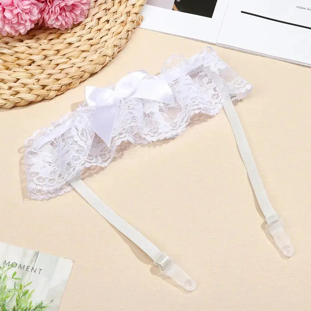 LaceLux Garter Belt Leg Ring With Elegant Elastic Polyester Lace Bowknot For Wedding And Cosplay