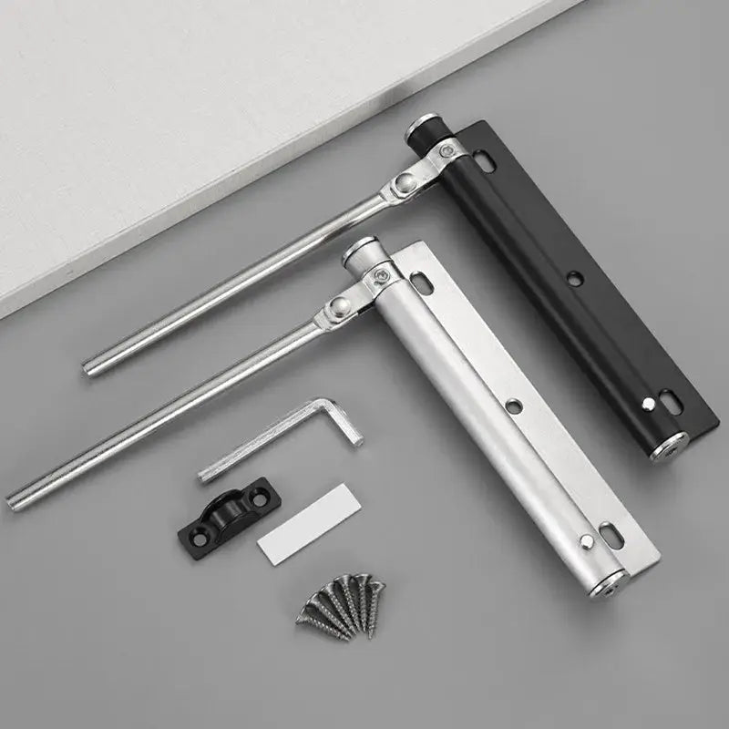 Simples Market stainless steel automatic door closer kit with two arms, mounting plate and screws
