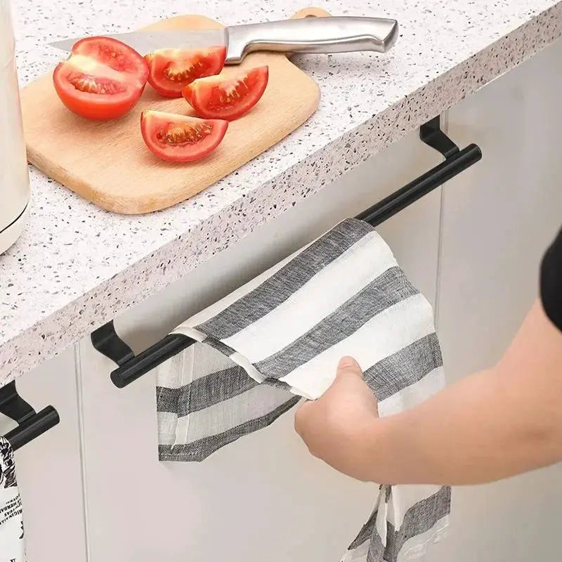 Over Cabinet Towel Rod Rack Stainless Steel Punch Free Organizer