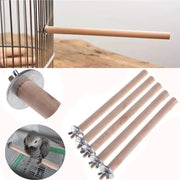 Simples Market natural wood parrot perch set for cages; five beige sticks with metal screw bases