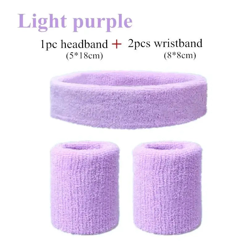Fashion Sports Headband And Wristband Towel Set Sweatband Cotton Blend For Women And Men Cycling Gym Basketball Tennis