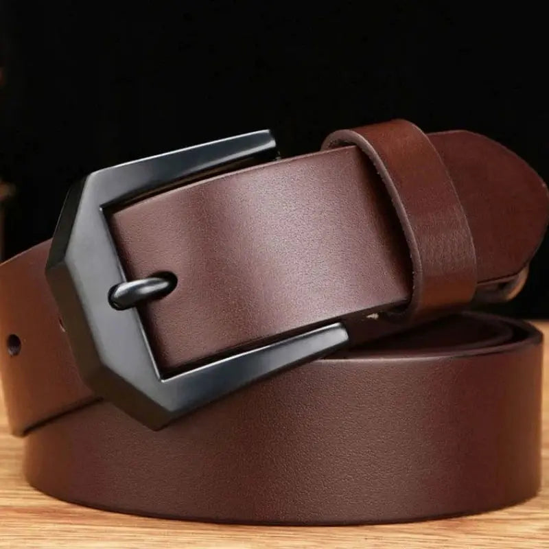 NobleLine Mens Leather Belt With Copper Automatic Buckle Adjustable And Versatile For Casual And Business Style