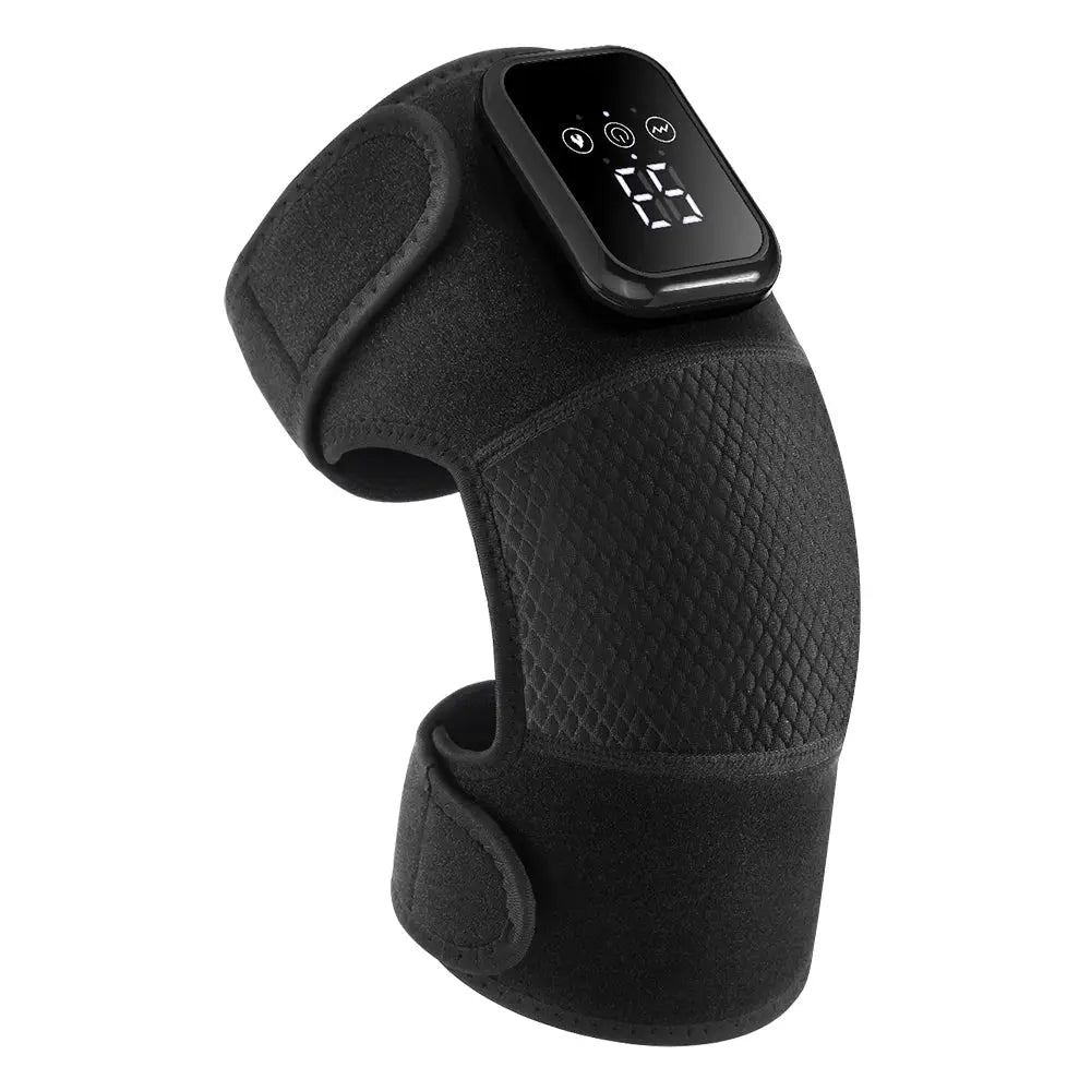 Electric heated knee massage pad by Simples Market with vibration, black knee brace, 3 heat levels