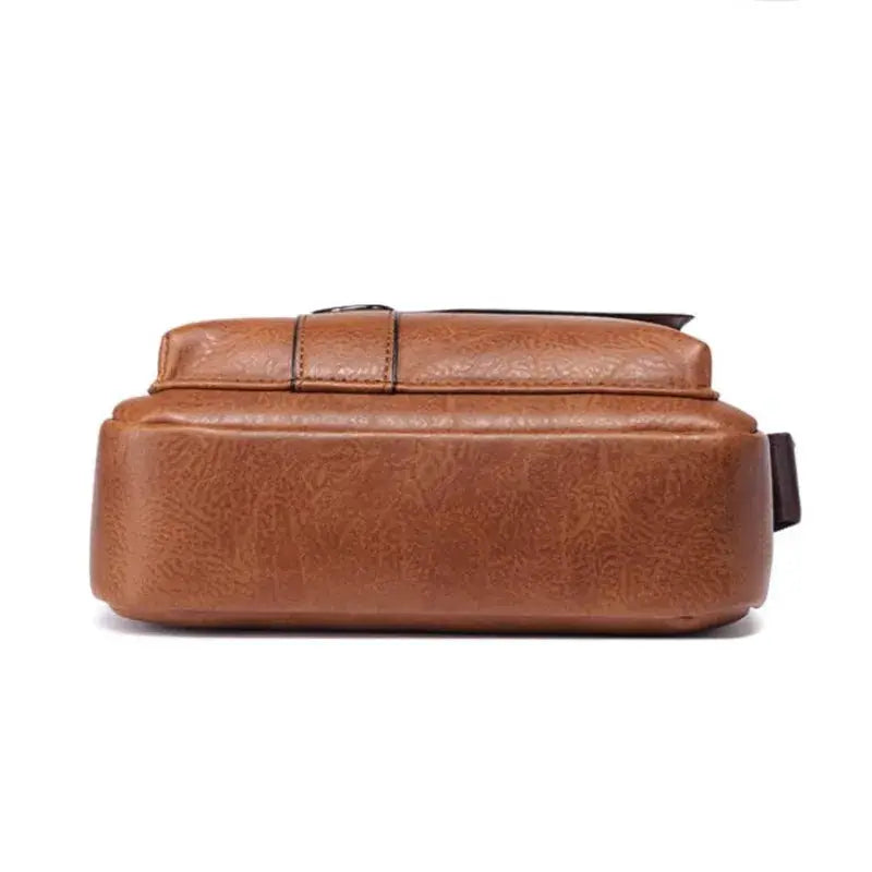Men's durable brown leather crossbody shoulder bag by Simples Market, travel sling style
