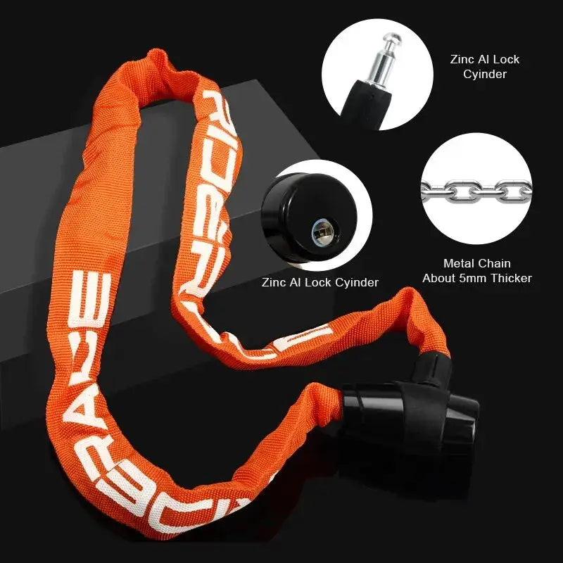 Riderace Bicycle Chain Lock Portable Anti Theft High Security MTB Mountain Bike Lock With Two Keys For Scooter EBike
