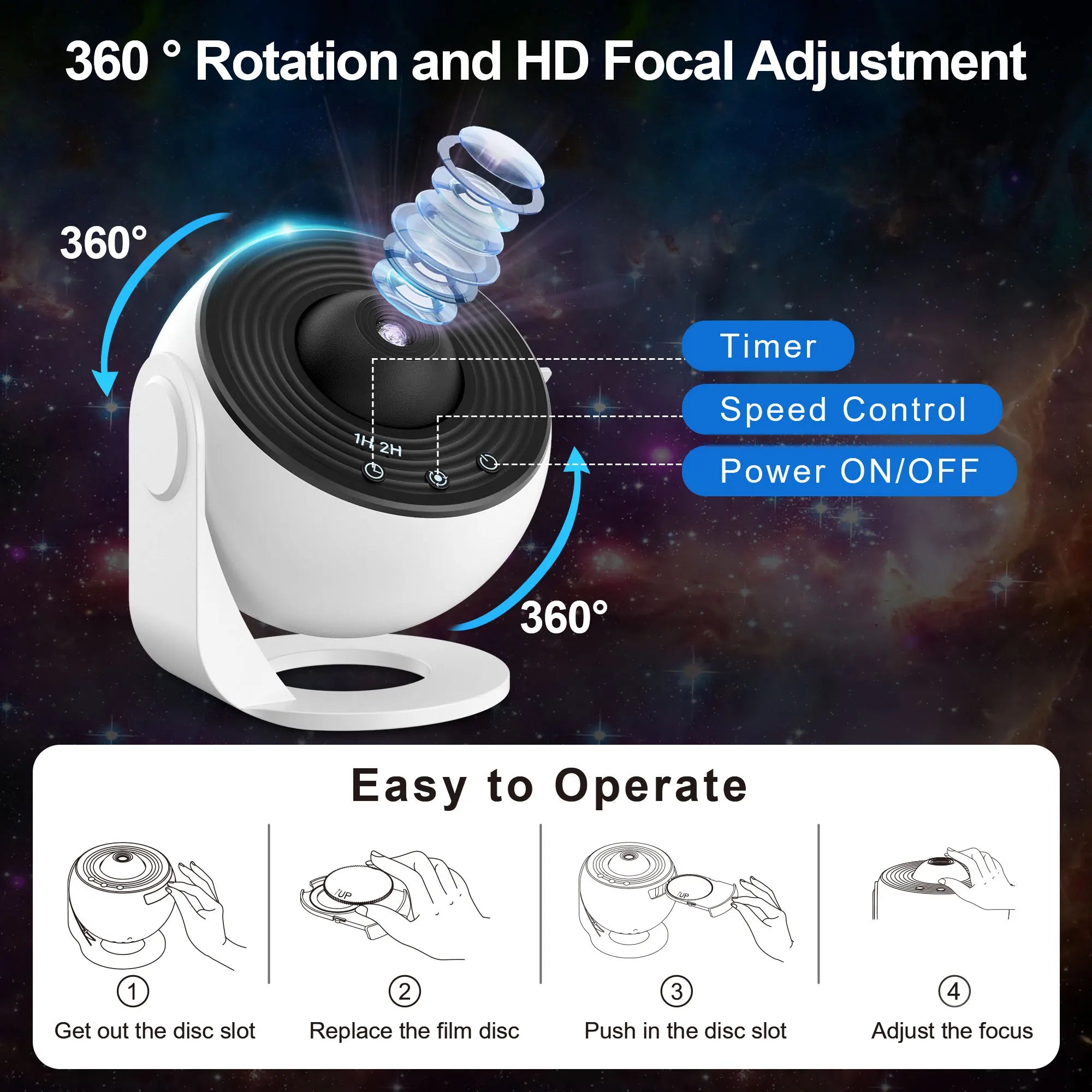 13 In 1 Galaxy Ultral Star Projector HD Night Light 360 Rotate