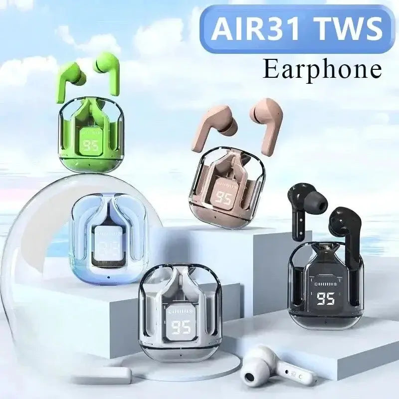 T2 Wireless Bluetooth Earphones With HiFi Sound And LED Power Display Transparent Design