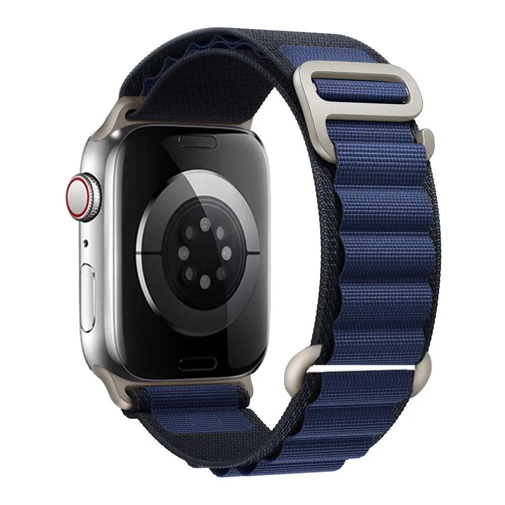 Simples Market Apple Watch nylon strap in navy blue, Alpine-style band for 40–49mm models