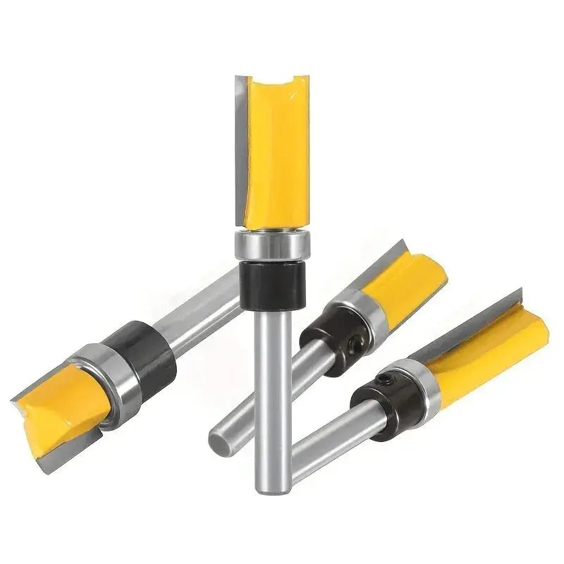 Four Piece One Quarter Inch Shank Bearing Guided Router Bits Set For Woodworking Edge Trimming With Double Edged Cutter