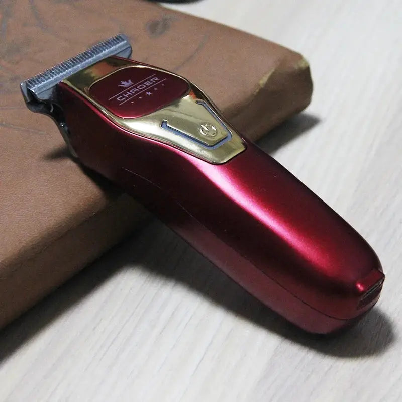 Simples Market professional cordless hair clipper in red with gold top and T-blade