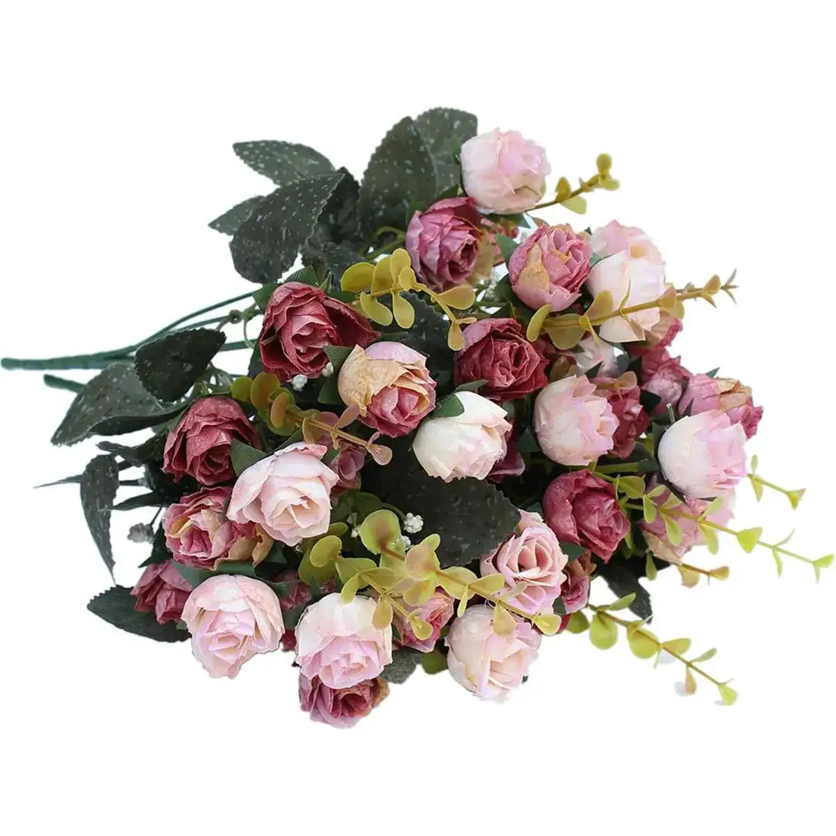 Artificial Silk Rose Bouquet 7 Stems 21 Heads for Wedding Christmas Wreath Home Decor Vase Bridal Bouquets