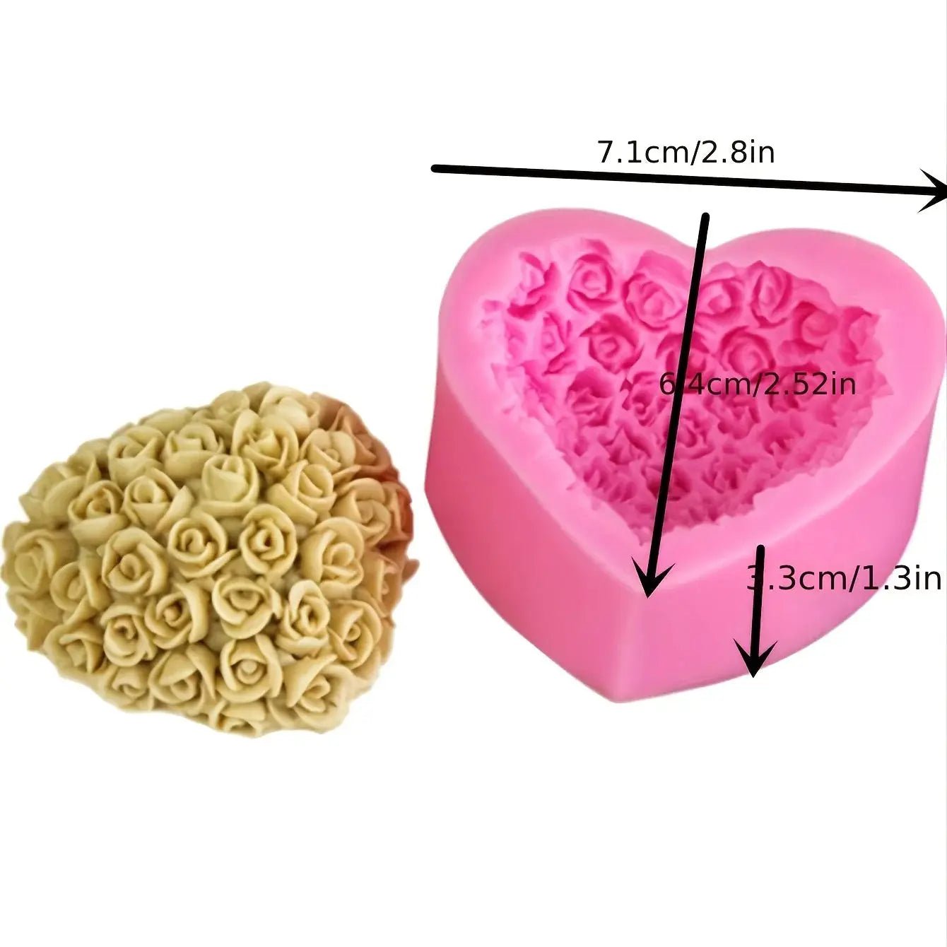DIY Heart And Rose Candle Silicone Mold For Valentines Day Decorations Safe Non Toxic Silicone Mold - Simples Market