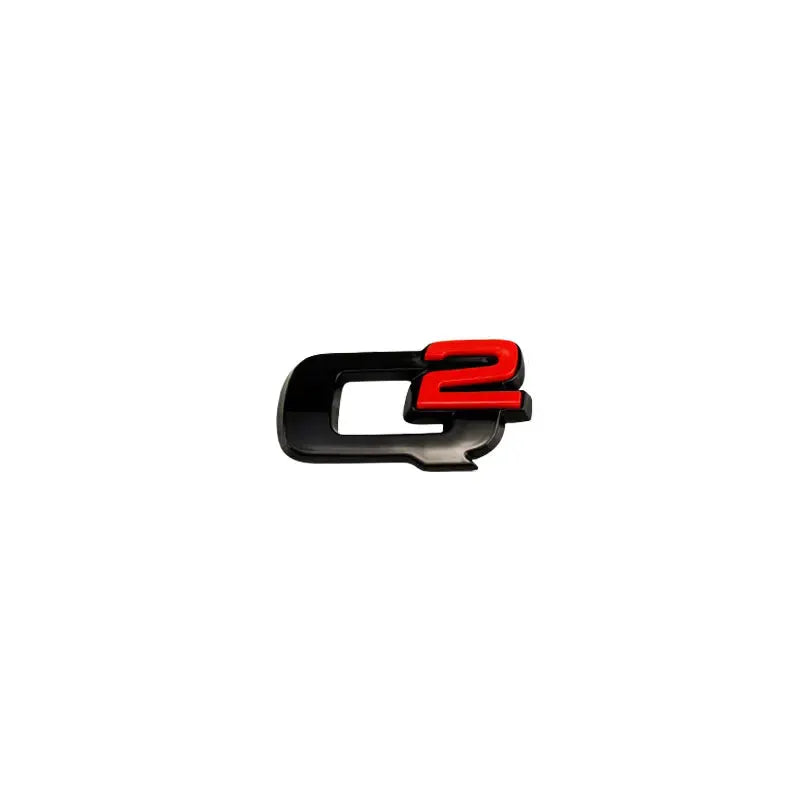 Q2 badge car sticker for Alfa Romeo, glossy black with red 2, rear trunk label accessory