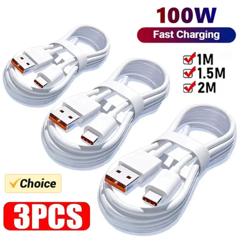 BMAD 3 Pack 100W USB Type C Fast Charging Cables 6A Quick Charge Data Cord Nylon Braided CE FCC RoHS