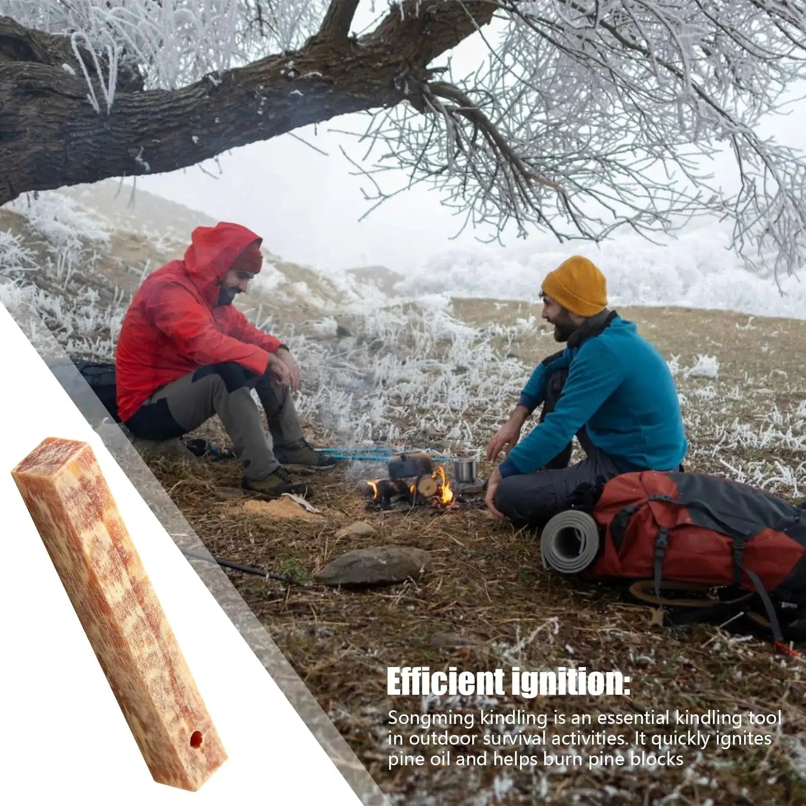 Rafford 2-pcs pure natural ignition matches for pine wood kindling, outdoor camping survival tools by Simples Market