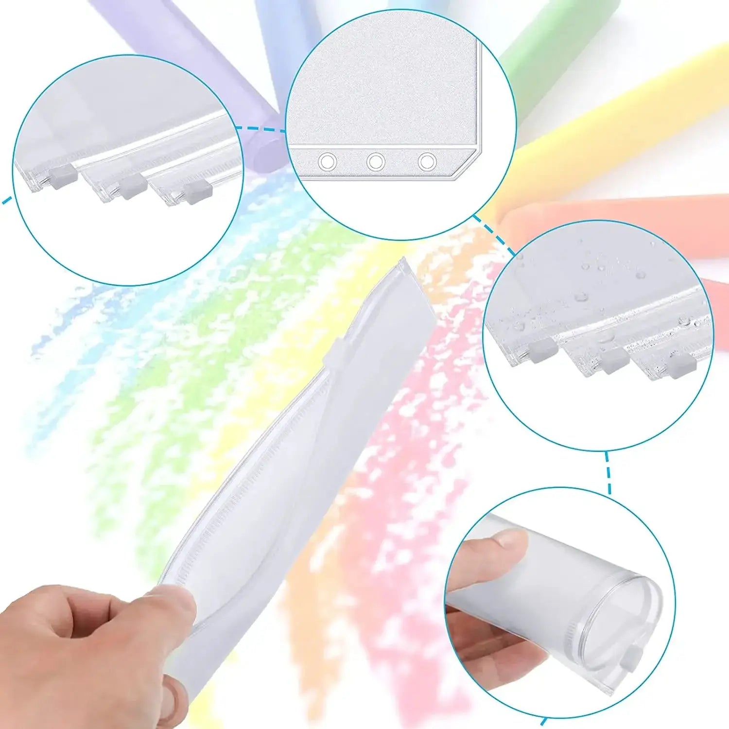 A6 6-Hole Binder Pockets with waterproof PVC cash-budget envelopes and zipper binder pouches by Simples Market