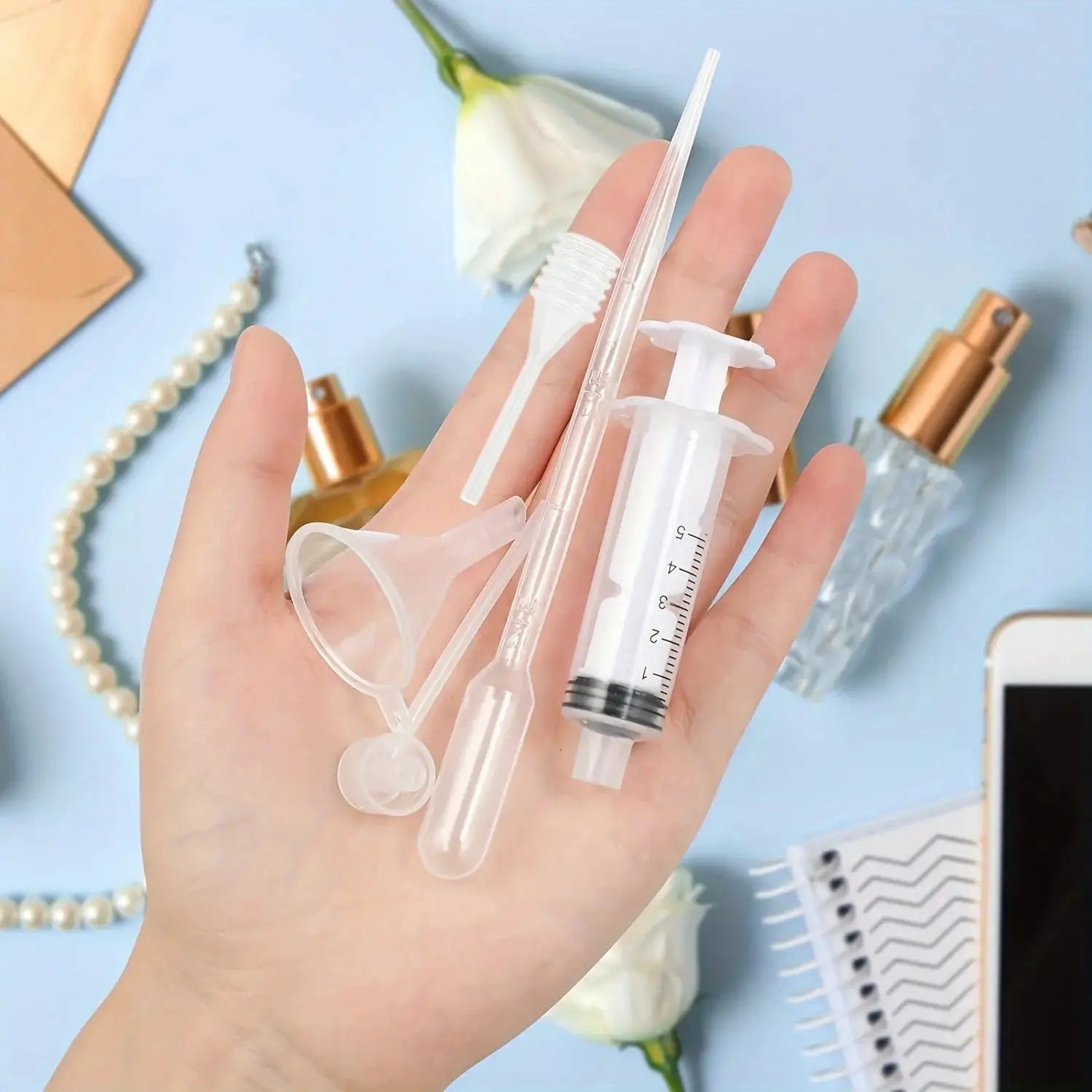 12 Piece Perfume Dispenser Set With Syringes Spring Loaded Pipettes Separators Converters And Funnels For Refilling