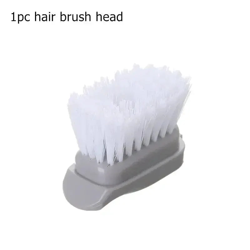 Kitchen cleaning brush head with white bristles on a gray base
