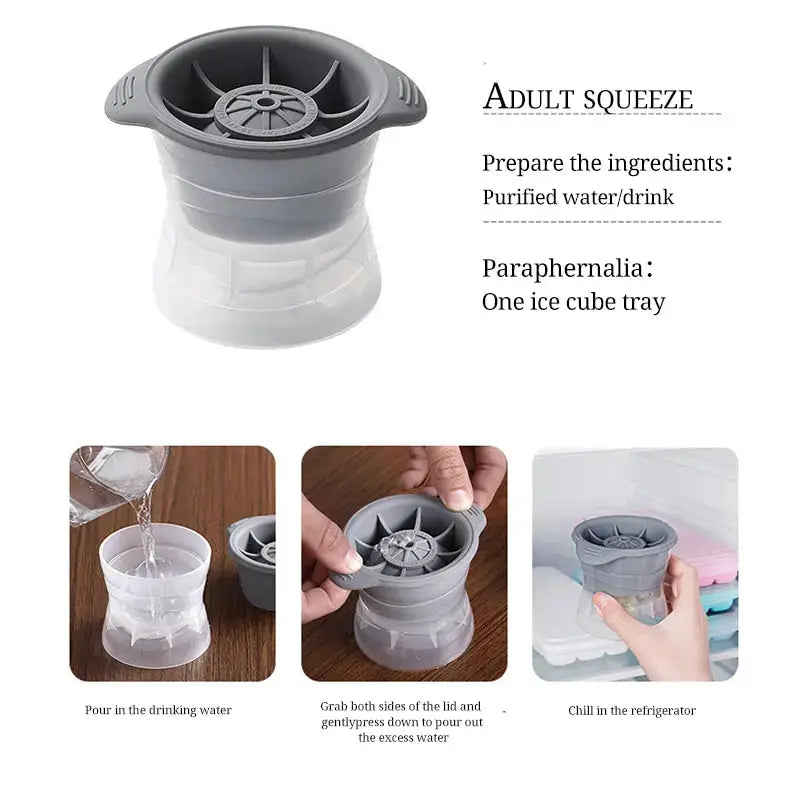 Two Piece Silicone Large Sphere Ice Cube Molds Set For Whiskey And Cocktails Ball Shaped Ice Balls