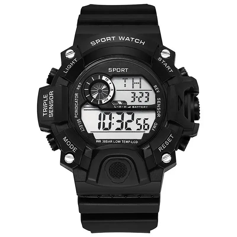 AuroraTime Mens Digital Sports Watch Large Dial Waterproof Luminous Multifunctional Alarm For Everyday Use