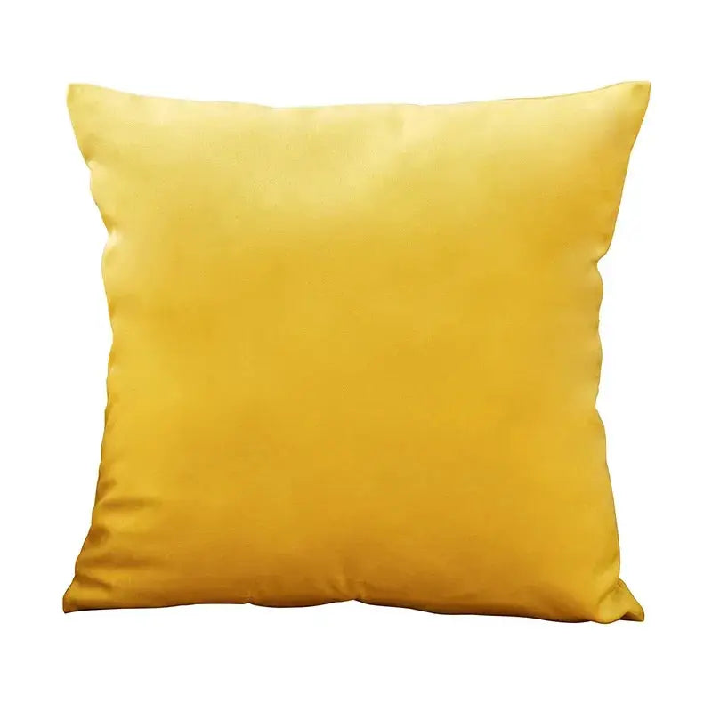 Velvet cushion cover, yellow, 45x45 cm, for living room decor