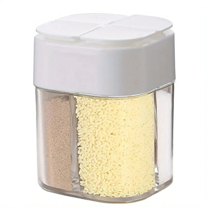 4 In 1 Camping Seasoning Shaker With Four Compartments For Outdoor BBQ Cooking Salt Pepper Storage Box And Lid