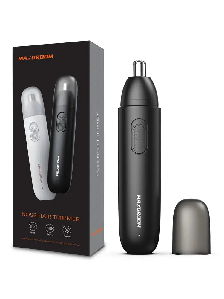 MAXGROOM Rechargeable Nose Hair Trimmer For Men 360 Rotating Dual Blade Eyebrow And Nose Shaver Painless Safe