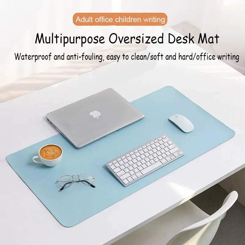 White Portable Large Gaming Mousepad Waterproof Non Slip PU Suede Desk Mat for Computer Keyboard