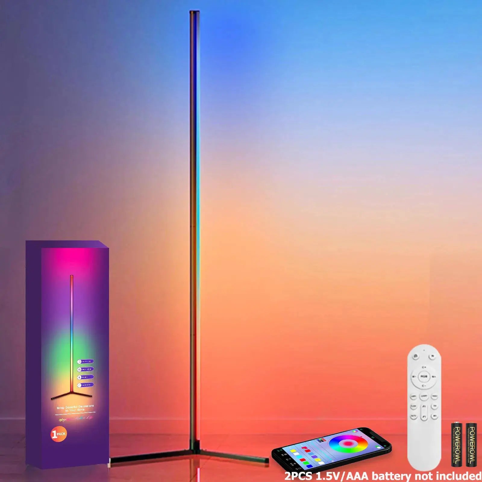 Simples Market 1PC corner floor lamp with color-changing RGB LED, remote and app control