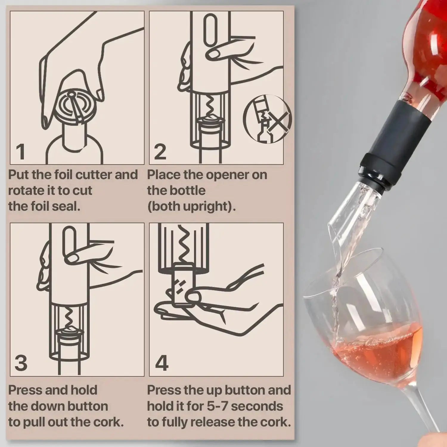 Xiangyanghua Electric Wine Bottle Opener Automatic Corkscrew Rechargeable Red Wine Opener One Click Button Kitchen Tool