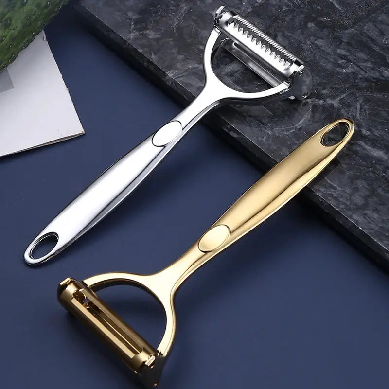 Golden Vegetable Peeler With Ergonomic Non Slip Handle And Sharp Stainless Steel Blade For Potatoes And Carrots