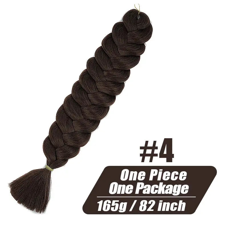Simples Market jumbo braiding hair, 82-inch Kanekalon synthetic braid, pre-stretched, 165g, color #4 dark brown