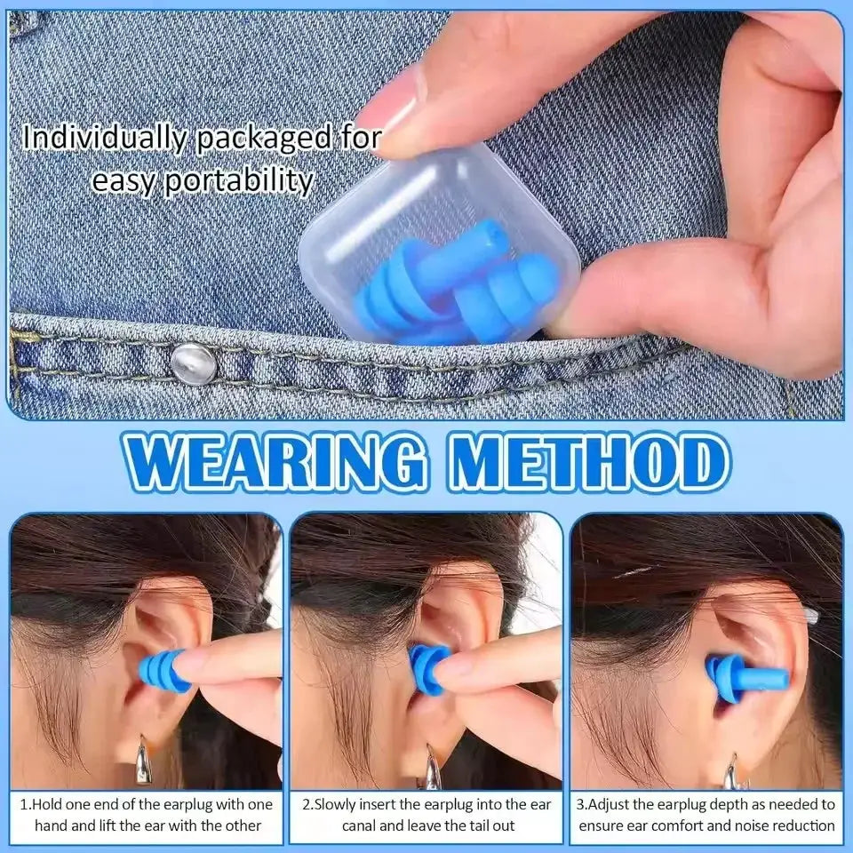 Reusable Silicone Ear Plugs For Sleeping And Swimming, Noise Cancelling, Waterproof With Box, 1 Pair