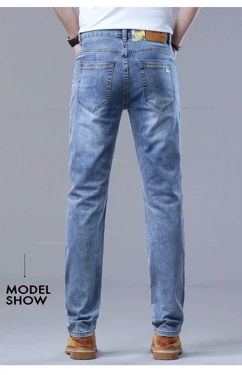 Spring men's light blue slim denim jeans with stretch fabric Simples Market