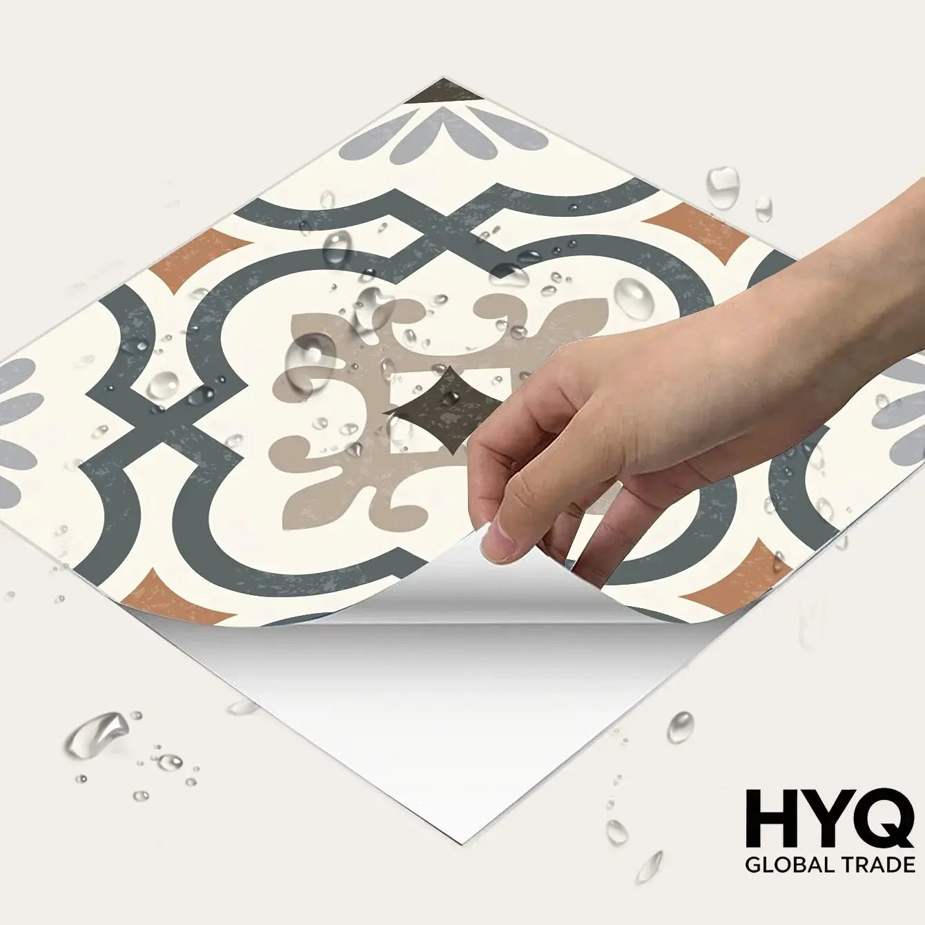 Tile decals 9Pcs matte waterproof vinyl with geometric pattern for kitchen and living room tiles HYQ Global Trade