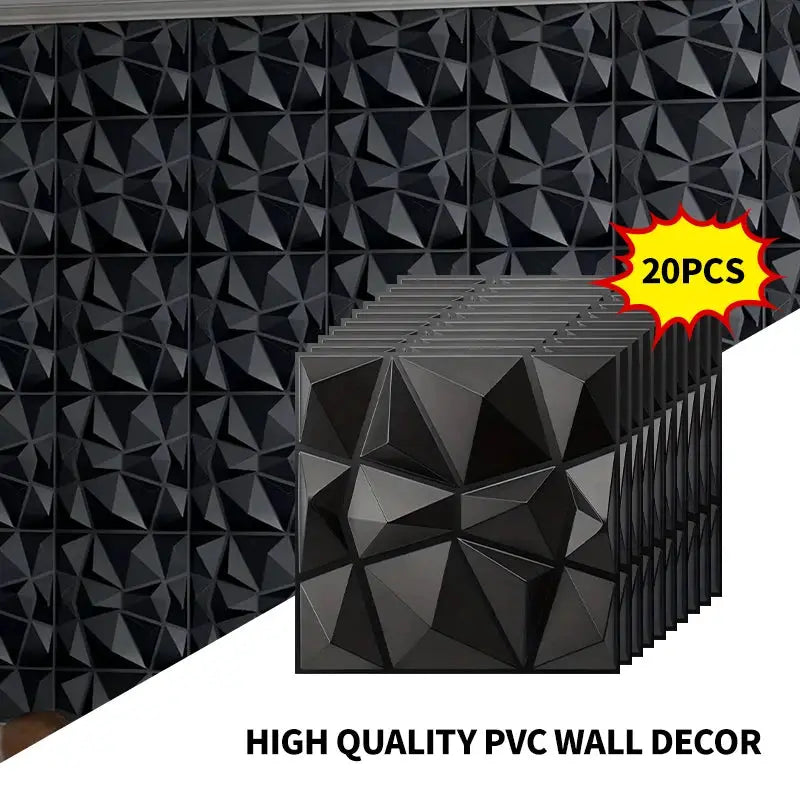20 Pcs 3D Wall Panels 30x30cm Indoor Wall Decor For Living Room Bedroom Hotel Office Mural Tile Panels