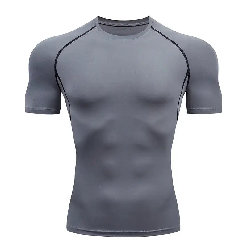 Mens Compression Running T Shirt Quick Dry Short Sleeve Rashguard Gym Sportswear