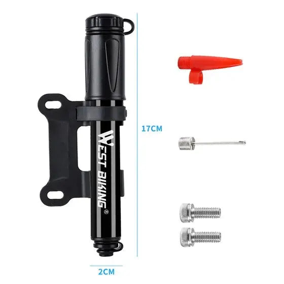 West Biking 100 PSI Mini Bike Pump Aluminum Alloy Hand Air Pump Schrader Presta Valve MTB