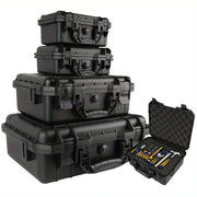 Simples Market waterproof hard carry tool-case set, five black cases with pre-cut sponge inserts.