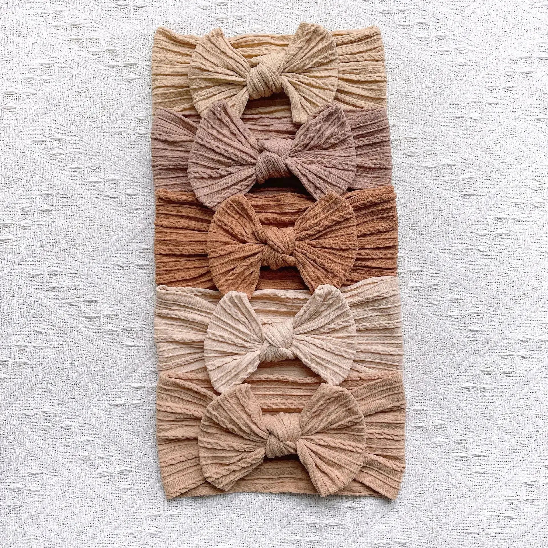 Five Piece Cute Bows Baby Headbands Set Soft Elastic Hair Bands For Newborn Infants And Baby Girls Turban Headwear