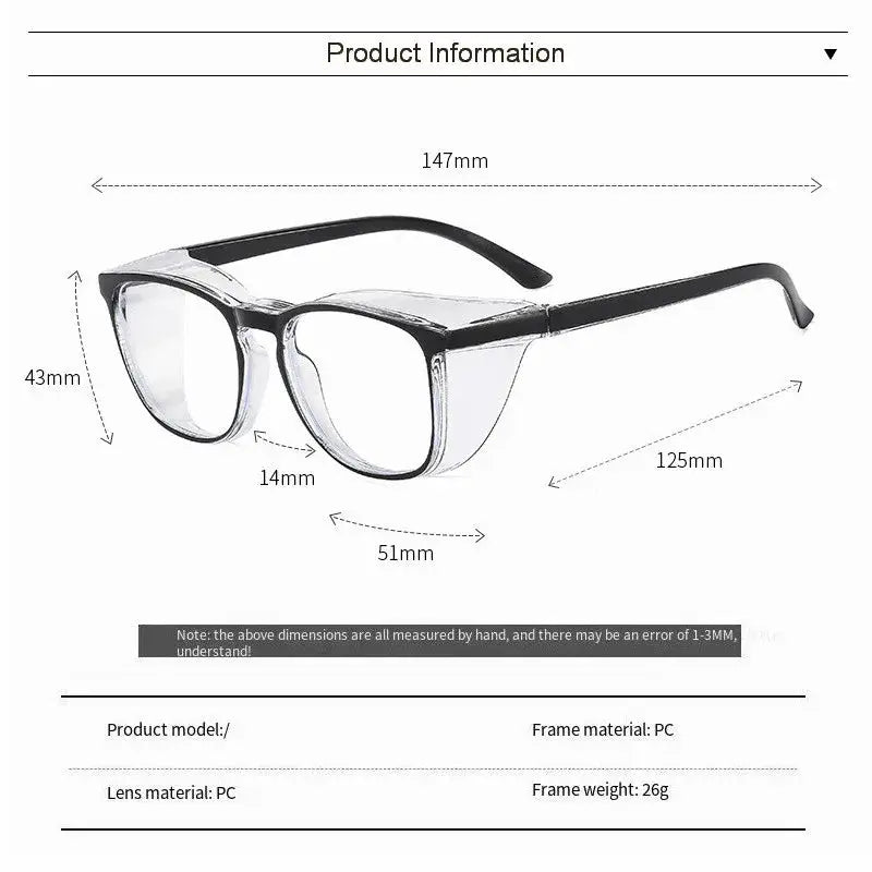 ClearView Safety Glasses With Anti Fog Blue Light Blocking Scratch Resistant Square Frame For Men And Women Nurses
