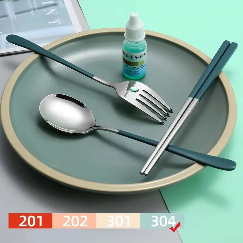 Equi 304 Stainless Steel Tableware Set Durable Rust Resistant Portable Cutlery With Ergonomic Handles And Box