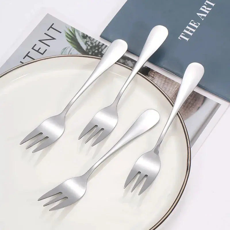Elegant Set of 6 Stainless Steel Fruit Forks and Dessert Forks for Entertaining Guests